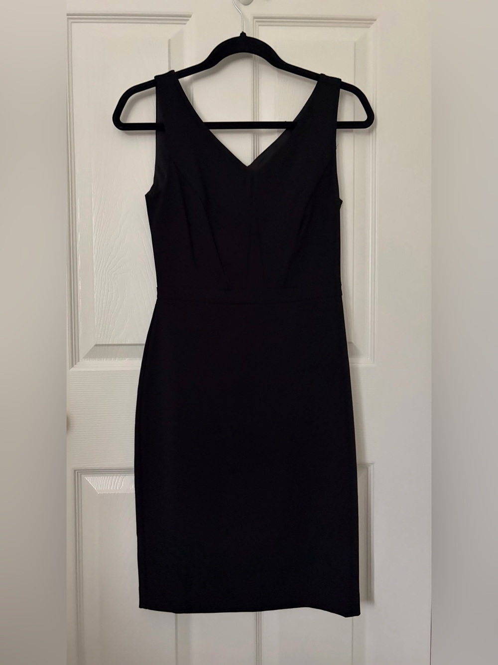 White House Black Market Black V-Neck Midi Sheath Dress